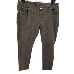 Baccini Womens Animal Print Skinny Pants Cotton Stretch Casual Brown Black 16W